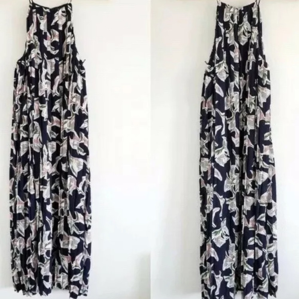 JOA Floral Pleated Maxi Dress Sz Medium